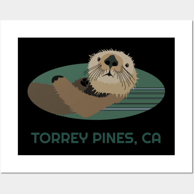 Cute Otter Torrey Pines, California Coast Resident Fisherman Gift Wall Art by twizzler3b